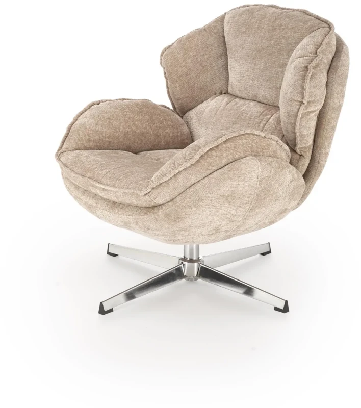 Fotel wypoczynkowy Guido z obrotowym siedziskiem do salonu beżowy