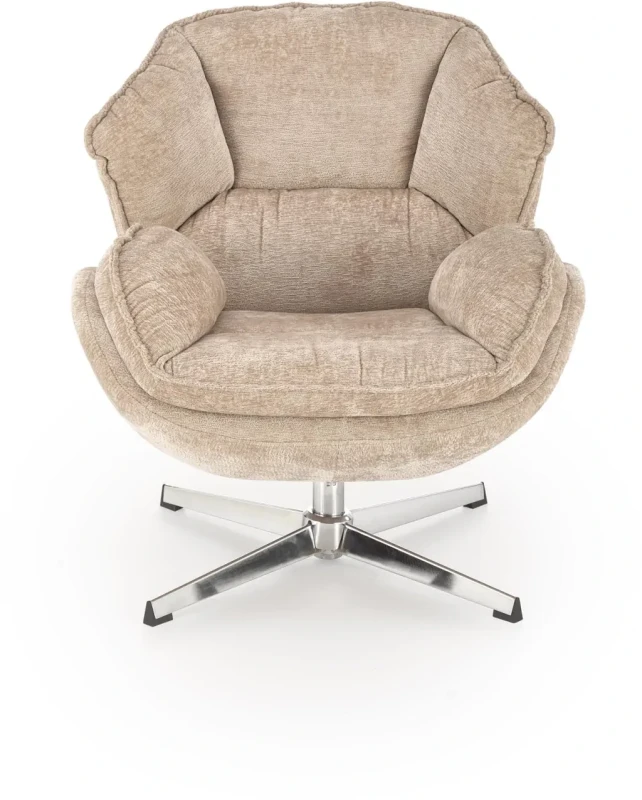 Fotel wypoczynkowy Guido z obrotowym siedziskiem do salonu beżowy