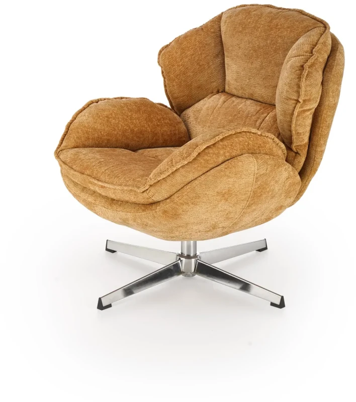 Fotel wypoczynkowy Guido z obrotowym siedziskiem do salonu musztardowy