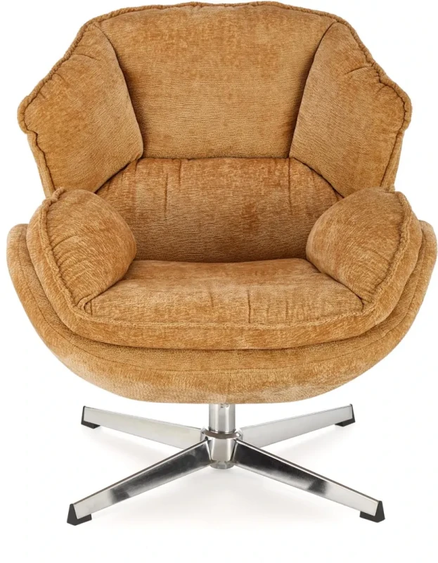 Fotel wypoczynkowy Guido z obrotowym siedziskiem do salonu musztardowy