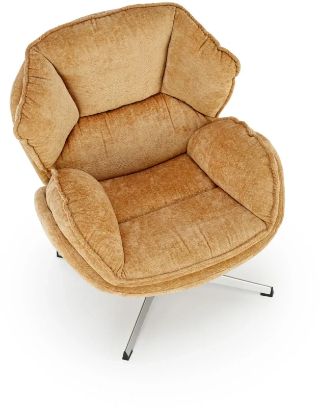 Fotel wypoczynkowy Guido z obrotowym siedziskiem do salonu musztardowy