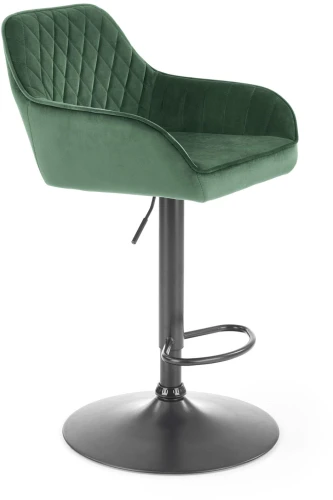 Hoker tapicerowany H103 z oparciem i regulacją wysokości do kuchni ciemny zielony