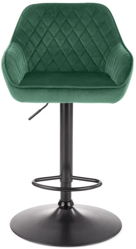 Hoker tapicerowany H103 z oparciem i regulacją wysokości do kuchni ciemny zielony