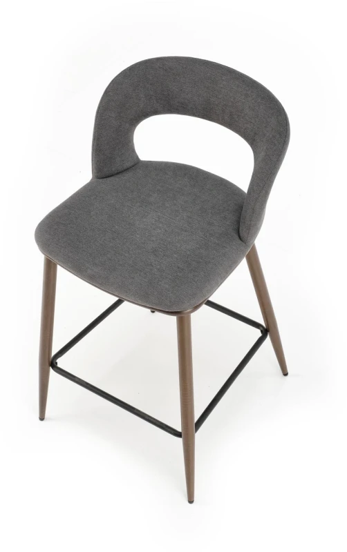 Hoker barowy H114 tapicerowany nowoczesny z oparciem do kuchni popielaty/orzechowy