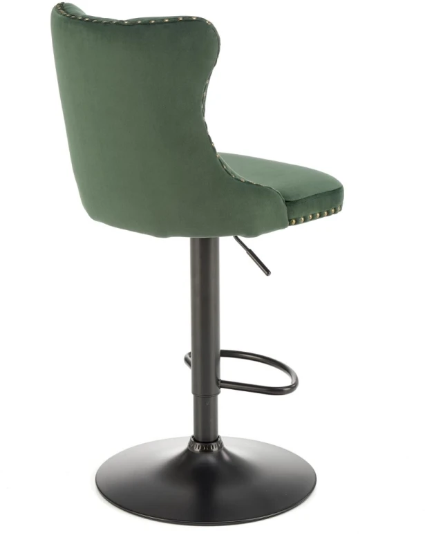 Hoker barowy H117 tapicerowany z oparciem i regulacją wysokości do kuchni ciemny zielony