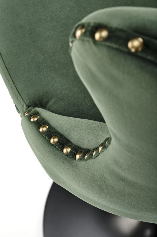 Hoker barowy H117 tapicerowany z oparciem i regulacją wysokości do kuchni ciemny zielony