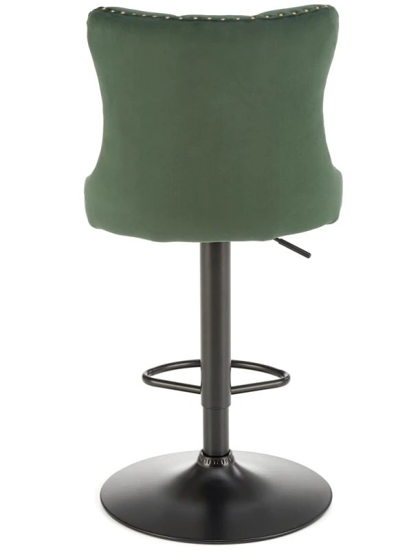 Hoker barowy H117 tapicerowany z oparciem i regulacją wysokości do kuchni ciemny zielony