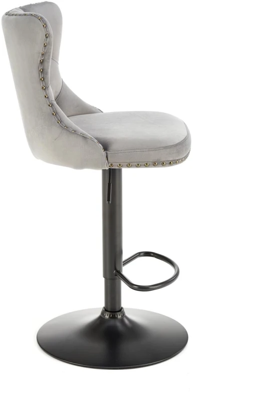 Hoker barowy H117 tapicerowany z oparciem i regulacją wysokości do kuchni popielaty
