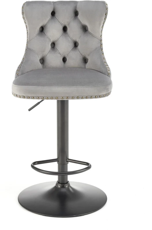 Hoker barowy H117 tapicerowany z oparciem i regulacją wysokości do kuchni popielaty