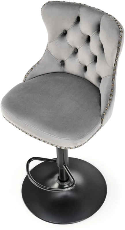 Hoker barowy H117 tapicerowany z oparciem i regulacją wysokości do kuchni popielaty