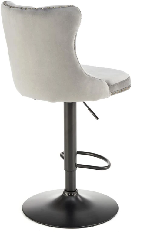 Hoker barowy H117 tapicerowany z oparciem i regulacją wysokości do kuchni popielaty