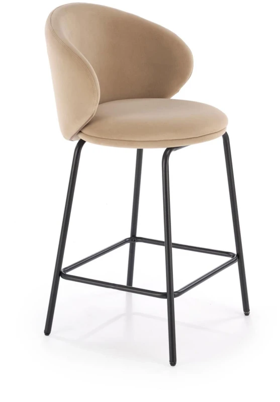 Hoker barowy H121 tapicerowany nowoczesny z oparciem do kuchni beżowy