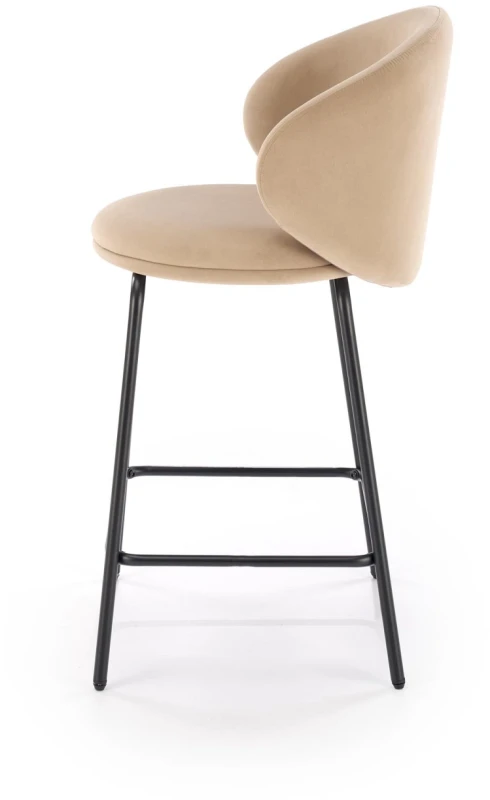 Hoker barowy H121 tapicerowany nowoczesny z oparciem do kuchni beżowy