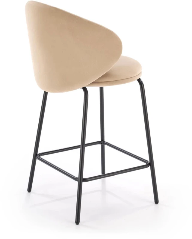 Hoker barowy H121 tapicerowany nowoczesny z oparciem do kuchni beżowy