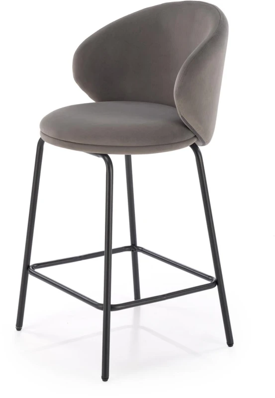 Hoker barowy H121 tapicerowany nowoczesny z oparciem do kuchni popielaty