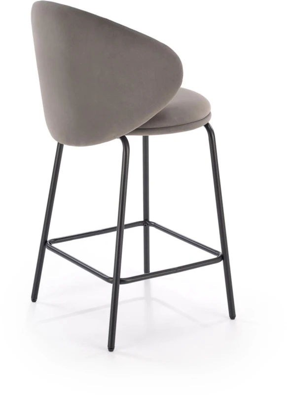 Hoker barowy H121 tapicerowany nowoczesny z oparciem do kuchni popielaty