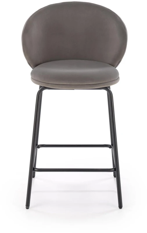 Hoker barowy H121 tapicerowany nowoczesny z oparciem do kuchni popielaty