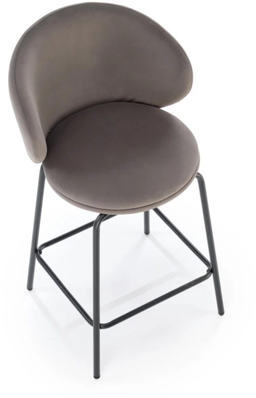 Hoker barowy H121 tapicerowany nowoczesny z oparciem do kuchni popielaty