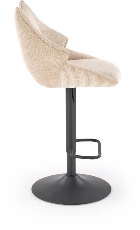 Hoker barowy H122 tapicerowany z oparciem i regulacją wysokości do kuchni beżowy