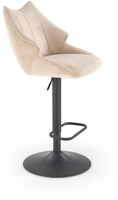 Hoker barowy H122 tapicerowany z oparciem i regulacją wysokości do kuchni beżowy