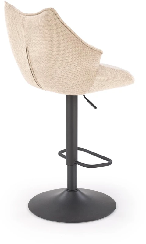 Hoker barowy H122 tapicerowany z oparciem i regulacją wysokości do kuchni beżowy