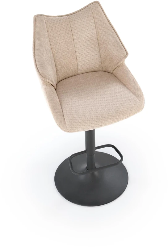 Hoker barowy H122 tapicerowany z oparciem i regulacją wysokości do kuchni beżowy