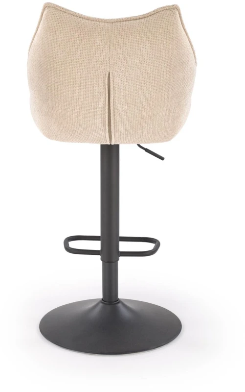 Hoker barowy H122 tapicerowany z oparciem i regulacją wysokości do kuchni beżowy