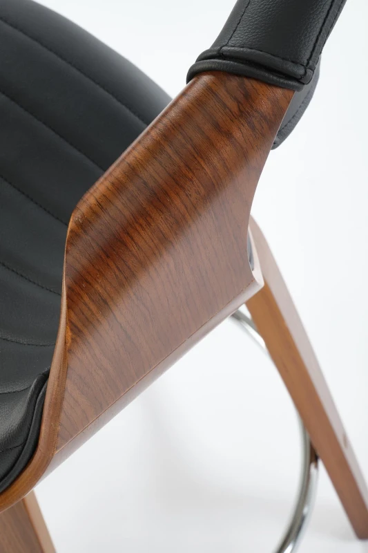 Hoker barowy H123 eco skóra nowoczesny z oparciem do kuchni czarny/orzechowy