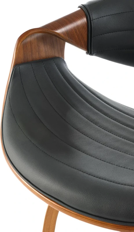 Hoker barowy H123 eco skóra nowoczesny z oparciem do kuchni czarny/orzechowy