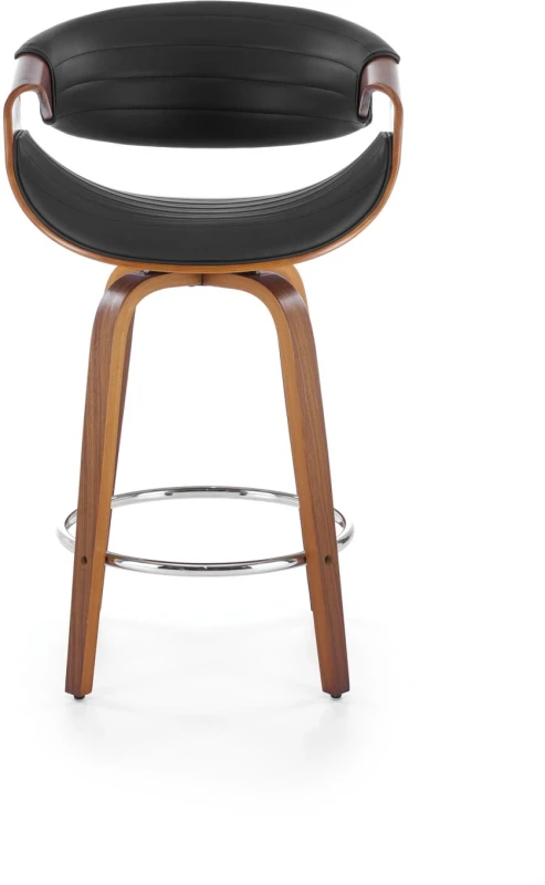 Hoker barowy H123 eco skóra nowoczesny z oparciem do kuchni czarny/orzechowy