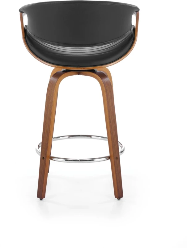 Hoker barowy H123 eco skóra nowoczesny z oparciem do kuchni czarny/orzechowy