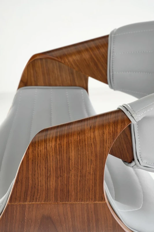 Hoker barowy H123 eco skóra nowoczesny z oparciem do kuchni popielaty/orzechowy