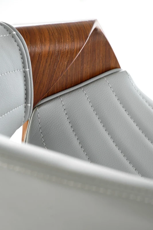 Hoker barowy H123 eco skóra nowoczesny z oparciem do kuchni popielaty/orzechowy