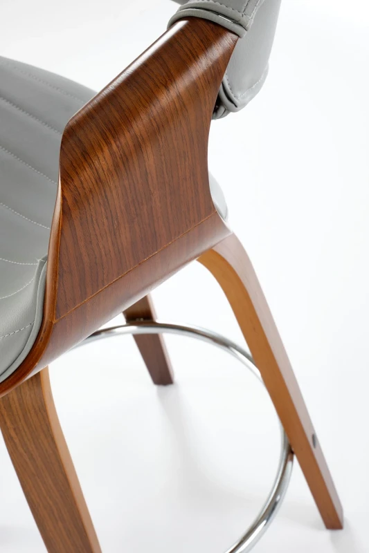 Hoker barowy H123 eco skóra nowoczesny z oparciem do kuchni popielaty/orzechowy