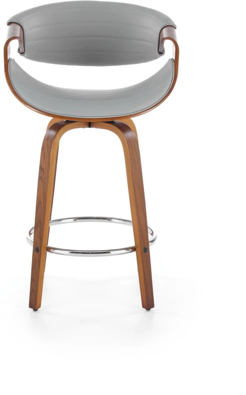Hoker barowy H123 eco skóra nowoczesny z oparciem do kuchni popielaty/orzechowy