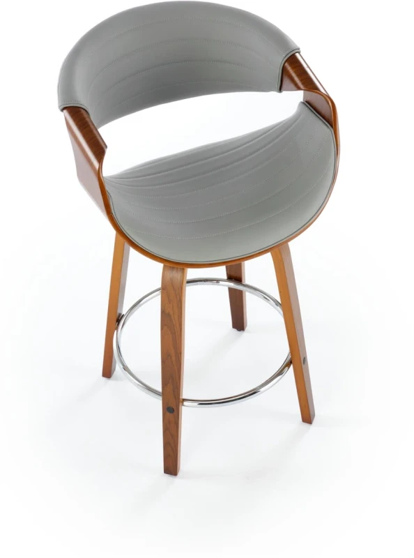 Hoker barowy H123 eco skóra nowoczesny z oparciem do kuchni popielaty/orzechowy
