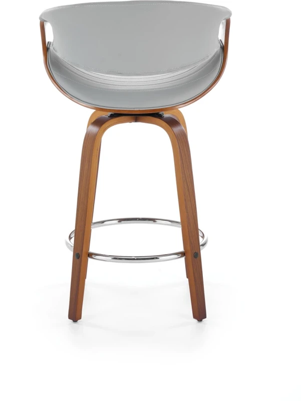 Hoker barowy H123 eco skóra nowoczesny z oparciem do kuchni popielaty/orzechowy