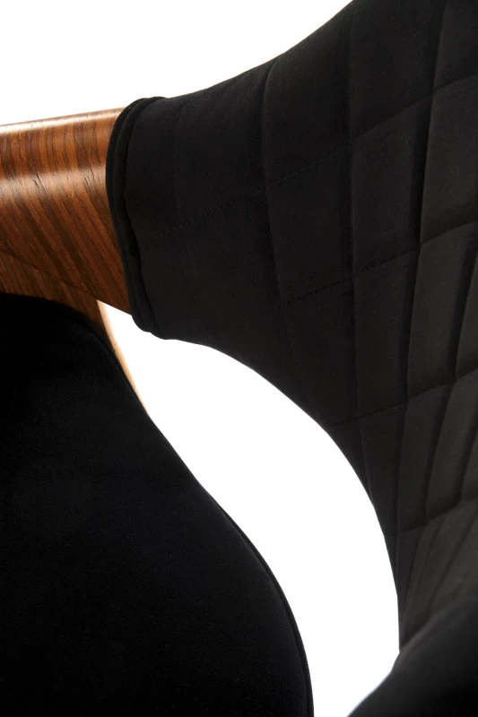 Hoker barowy H124 tapicerowany z oparciem i regulacją wysokości do kuchni czarny/orzechowy