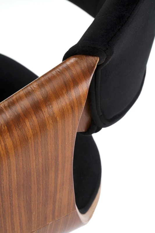 Hoker barowy H124 tapicerowany z oparciem i regulacją wysokości do kuchni czarny/orzechowy