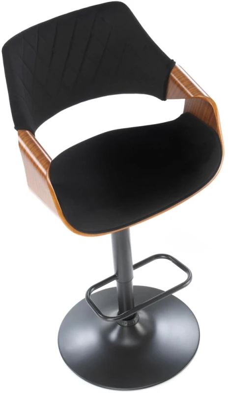 Hoker barowy H124 tapicerowany z oparciem i regulacją wysokości do kuchni czarny/orzechowy