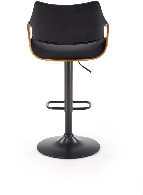 Hoker barowy H124 tapicerowany z oparciem i regulacją wysokości do kuchni czarny/orzechowy