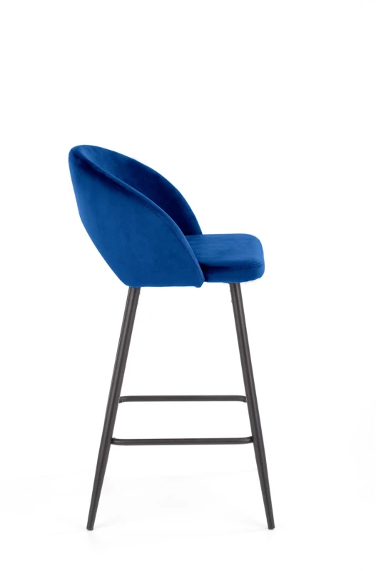 Krzesło barowe H96 nowoczesne tapicerowane tkaniną aksamitną hoker do kuchni jadalni granatowy