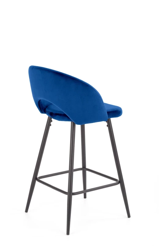 Krzesło barowe H96 nowoczesne tapicerowane tkaniną aksamitną hoker do kuchni jadalni granatowy