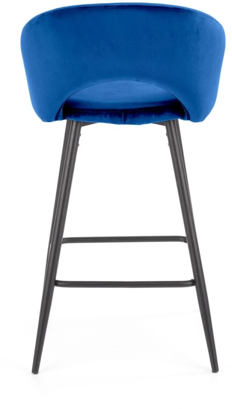 Krzesło barowe H96 nowoczesne tapicerowane tkaniną aksamitną hoker do kuchni jadalni granatowy