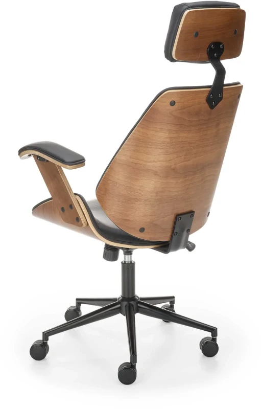 Fotel gabinetowy Ignazio obrotowy do biura czarny/orzechowy