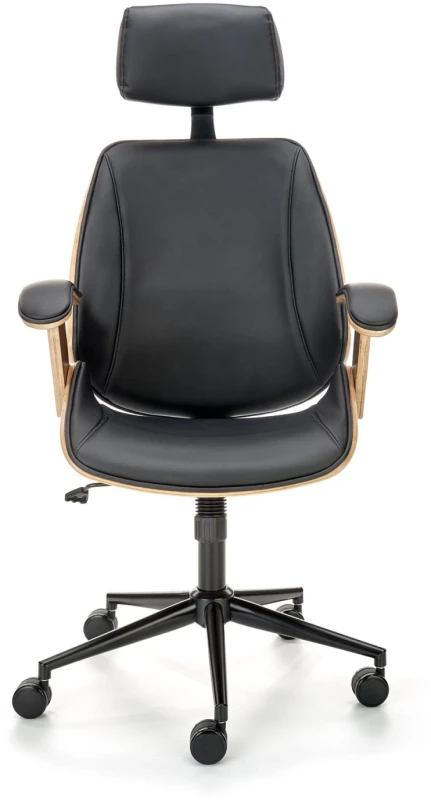 Fotel gabinetowy Ignazio obrotowy do biura czarny/orzechowy