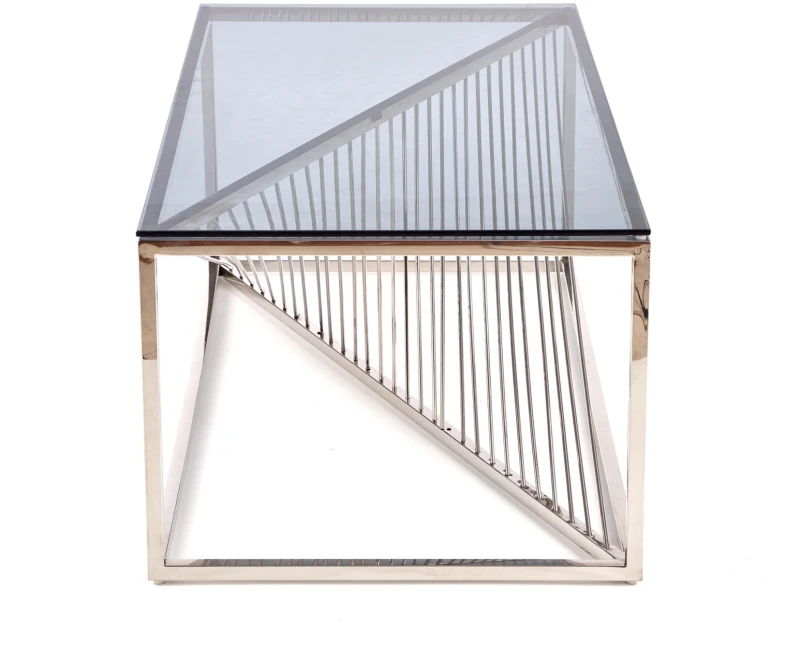 Stolik kawowy Infinity w stylu glamour do salonu 120 cm srebrny/szkło dymione