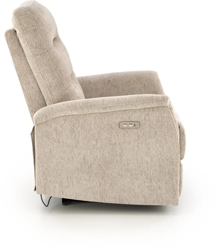 Fotel rozkładany Jamal wypoczynkowy elektryczny z gniazdem USB do salonu beżowy