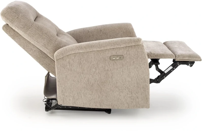 Fotel rozkładany Jamal wypoczynkowy elektryczny z gniazdem USB do salonu beżowy