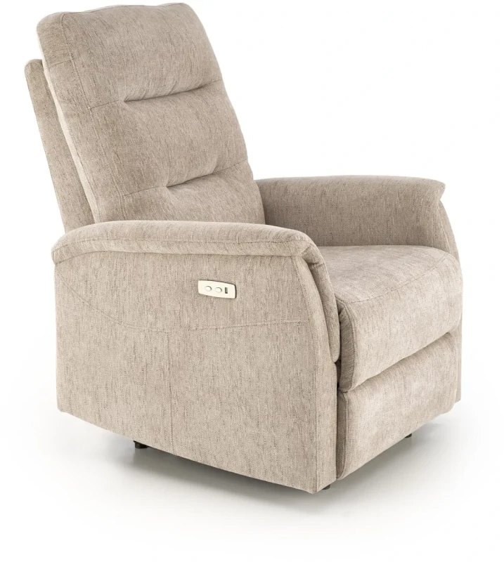 Fotel rozkładany Jamal wypoczynkowy elektryczny z gniazdem USB do salonu beżowy